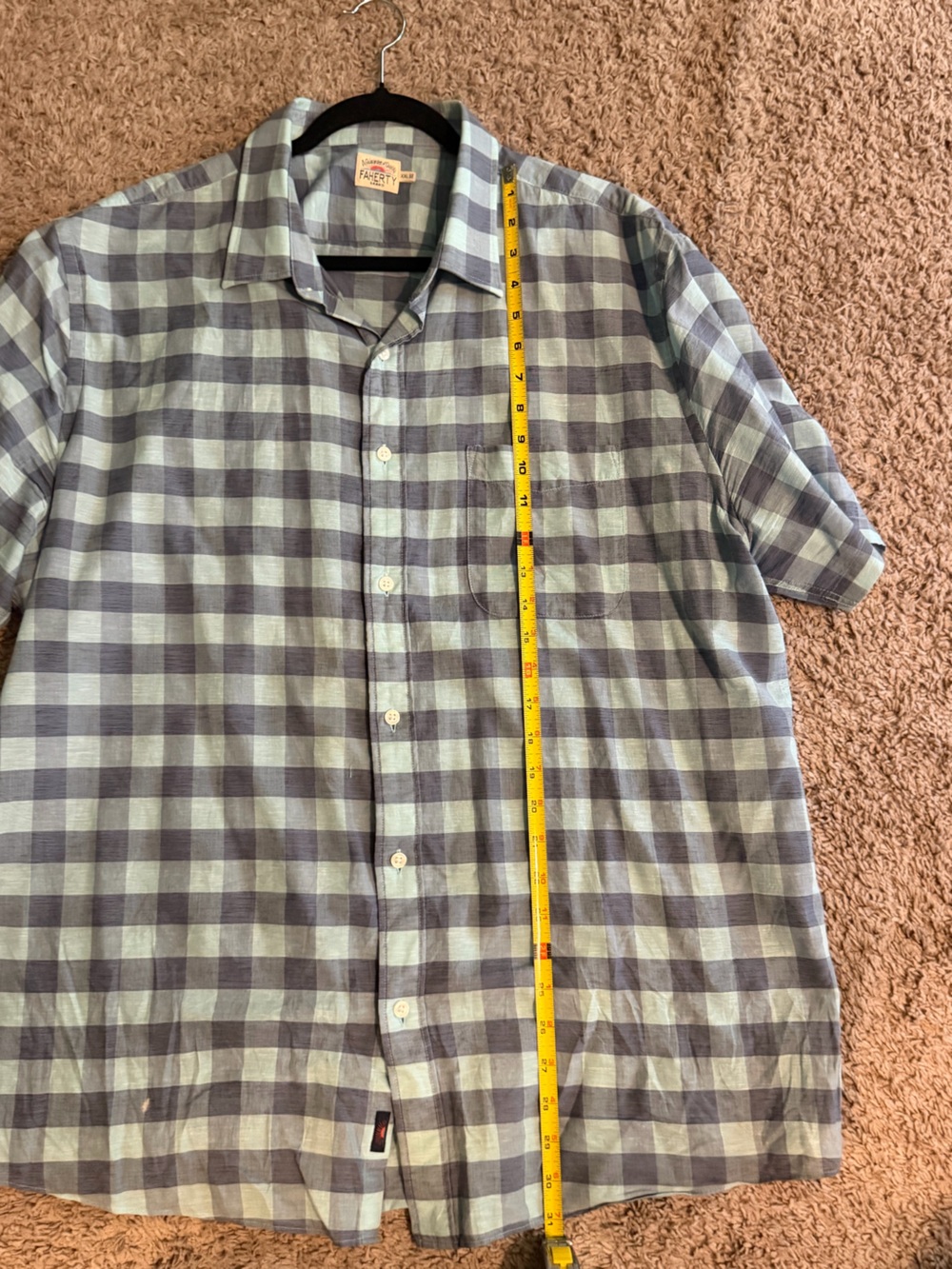 Faherty Blue and Gray Plaid Short-Sleeve Button-Down Shirt